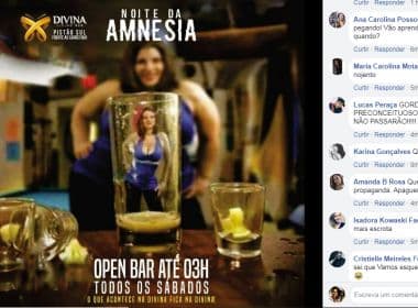 Após caso em SP, bar em Brasília usa foto em que mulher 'emagrece' em copo de bebida