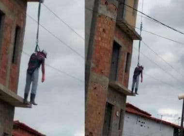 Macarani: Pedreiro sofre choque elétrico e sobrevive pendurado em cabo de segurança