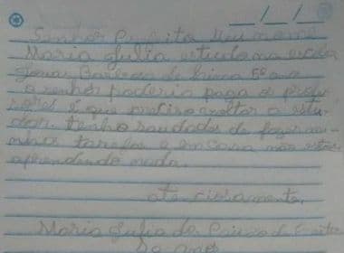 Em carta, menina de 10 anos pede que prefeito pague professores: 'Preciso voltar a estudar'