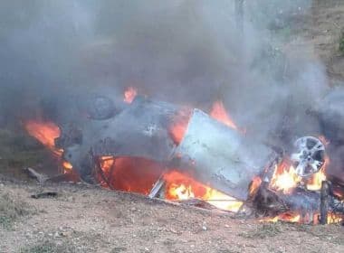 Piritiba: Mulher morre após carro bater em canteiro e pegar fogo 