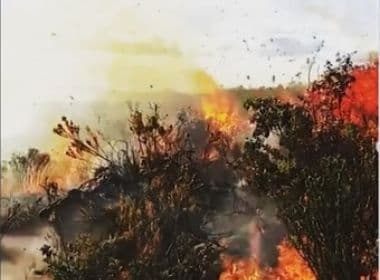 Incêndio que atinge Serra da Tromba na Chapada já dura três dias