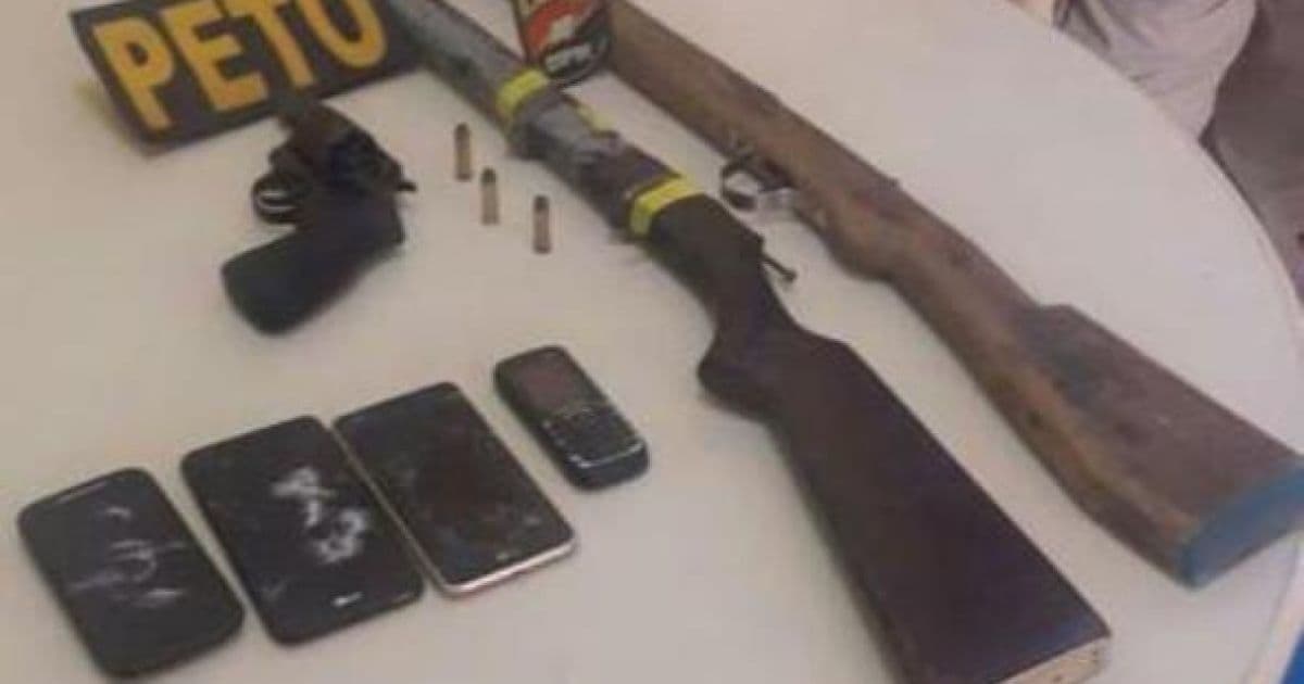 Com espingardas e revólver, 3 suspeitos de assalto são presos em São Sebastião do Passé