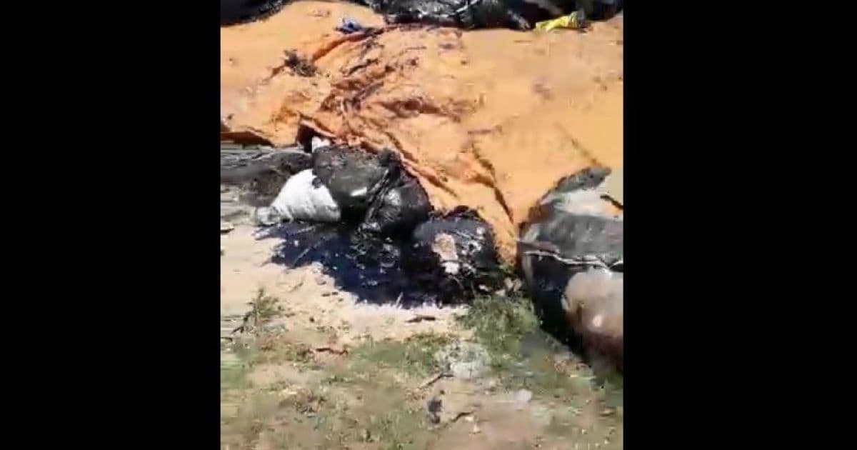 Vídeo mostra descarte ilegal de óleo recolhido em Maraú; prefeitura nega envolvimento