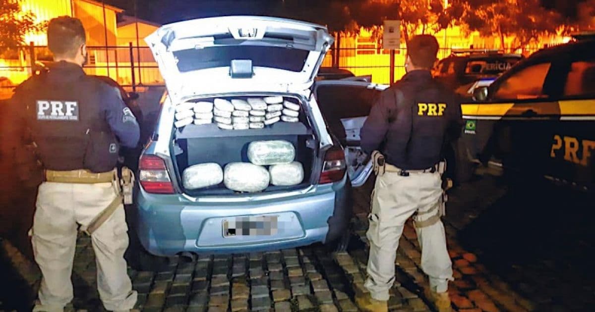 Santa Bárbara: PRF flagra casal com mais de 35kg de maconha escondida no veículo