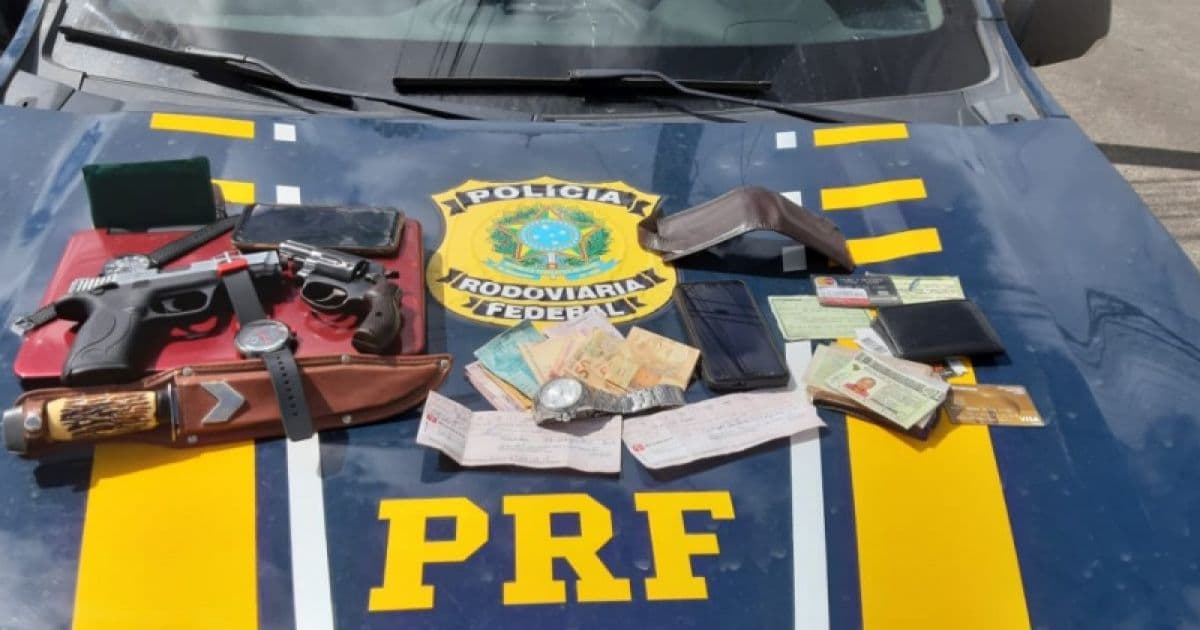 PRF prende assaltantes e recupera itens roubados na BR 324 em Simões Filho