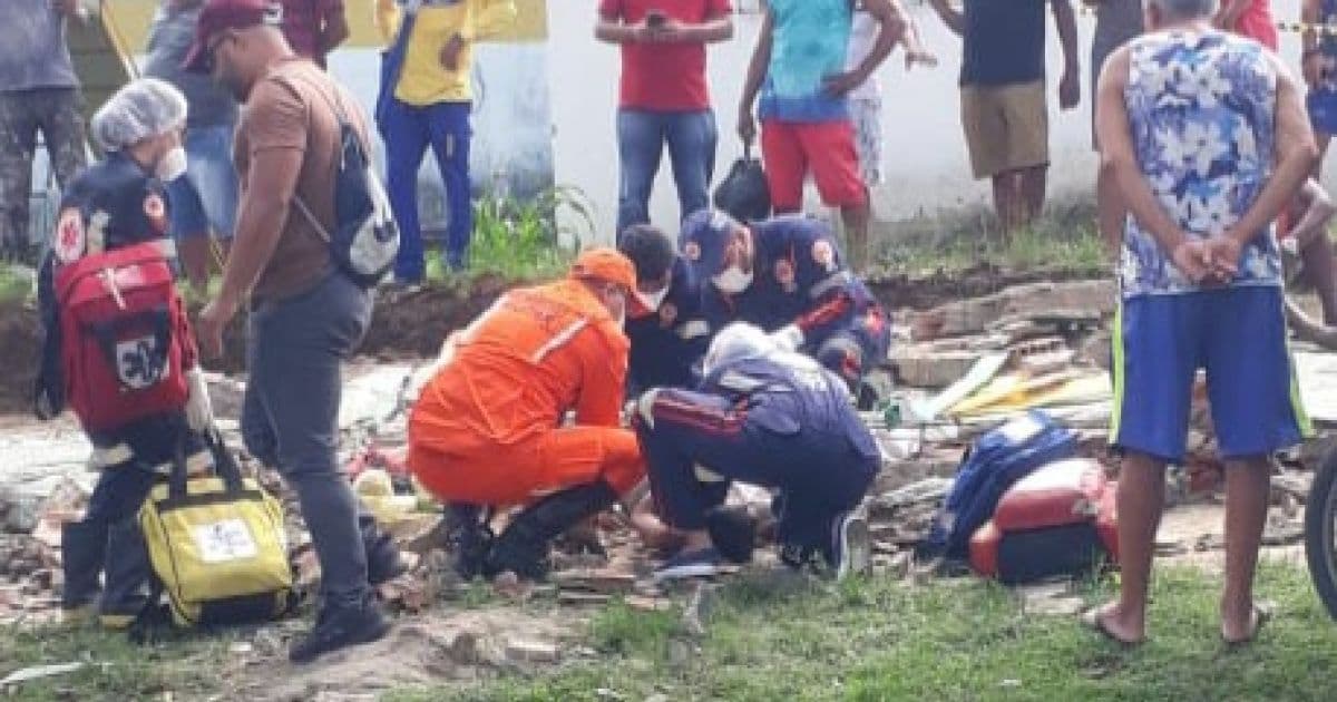 Itabuna: Criança morre e homem fica ferido após queda de muro de um colégio 