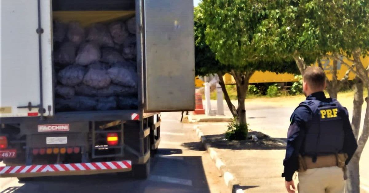 Seabra: PRF apreende carga de 100 sacos de carvão vegetal transportadas de forma irregular