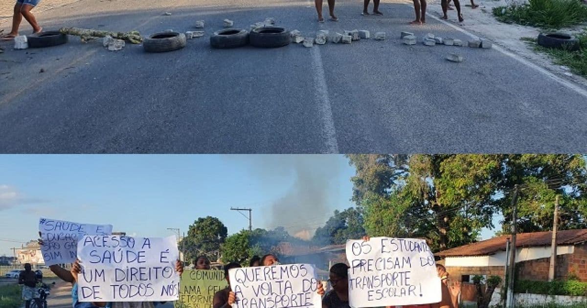 Moradores de São Gonçalo dos Campos fecham BA-502 em protesto