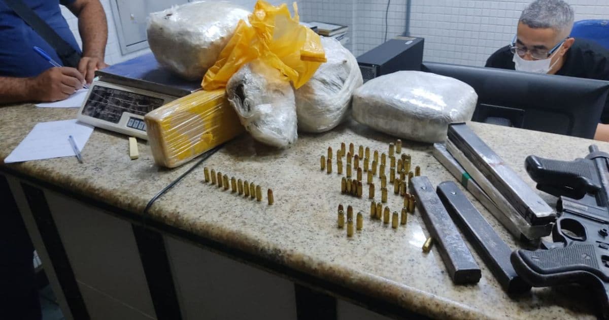 Polícia apreende metralhadoras, munições e drogas com suspeito em Camaçari