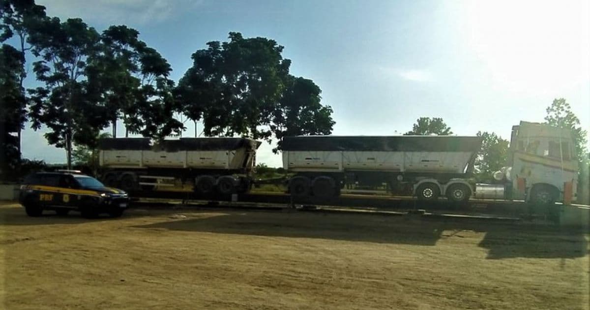 Teixeira de Freitas: PRF flagra caminhão com quase 20 toneladas de excesso de peso