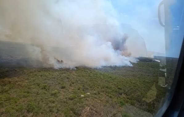 Incêndio em área de vegetação na Bahia avança sobre territórios de estado vizinho