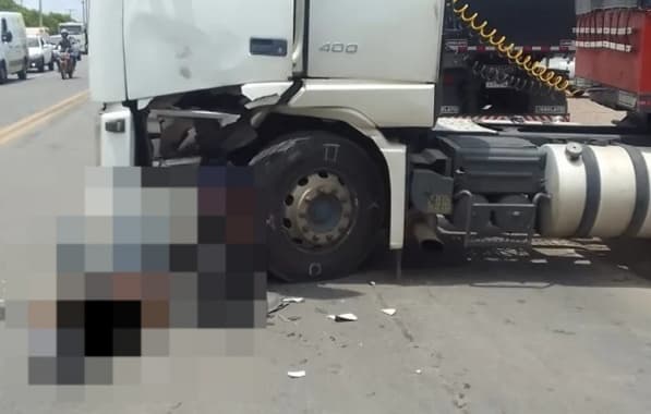 Motociclista fica preso entre roda e cabine de carreta após acidente em Guanambi 