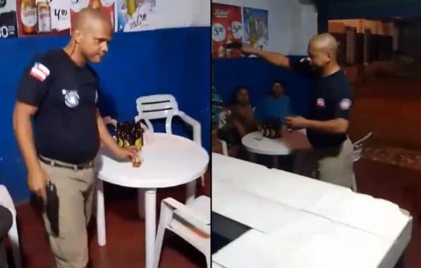 VÍDEO: PM agride mulher na Bahia ao ser questionado por ingerir bebida alcoólica em serviço e recebe garrafada