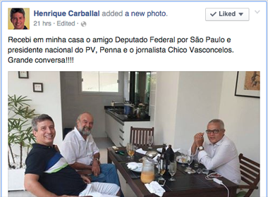 Sem espaço no PT, Henrique Carballal se encontra com presidente nacional do PV