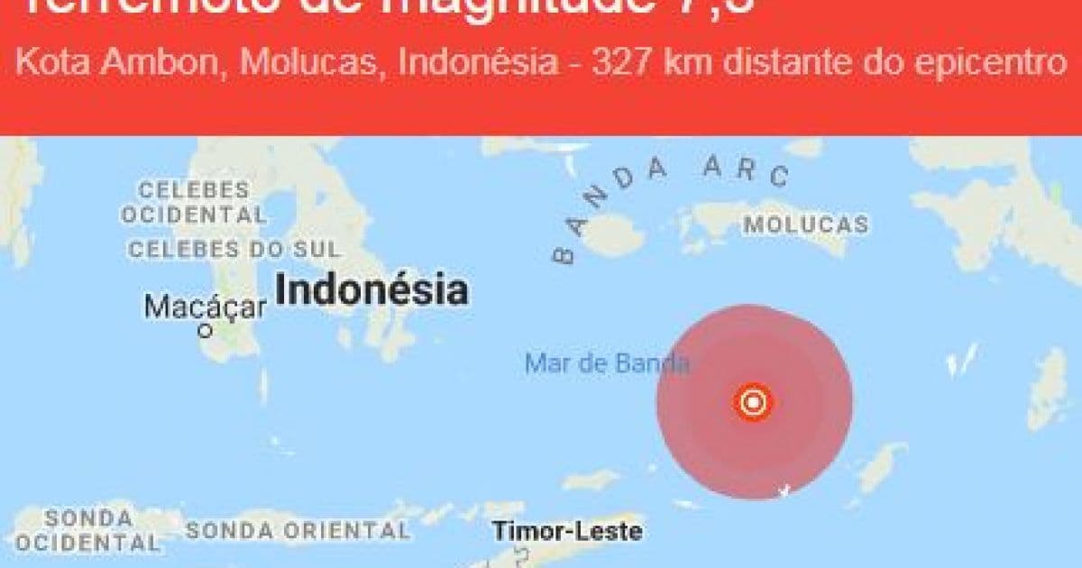 Terremoto atinge leste da Indonésia; não há alerta de tsunami