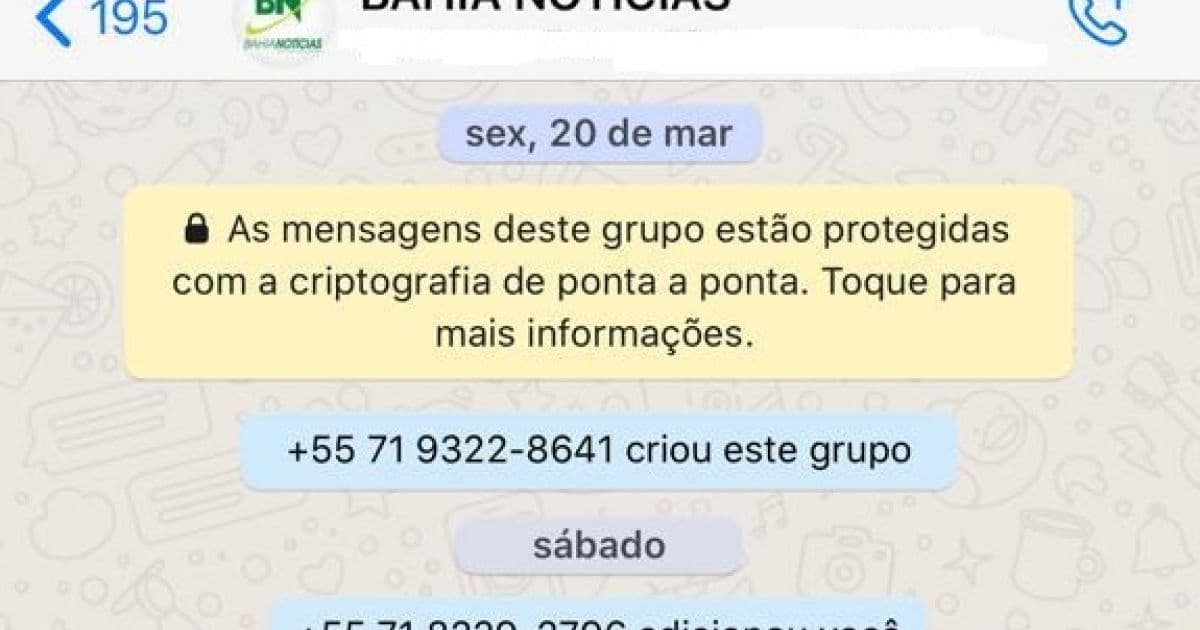 Grupo falso usa nome e marca do Bahia Notícias no WhatsApp; veja canais oficiais