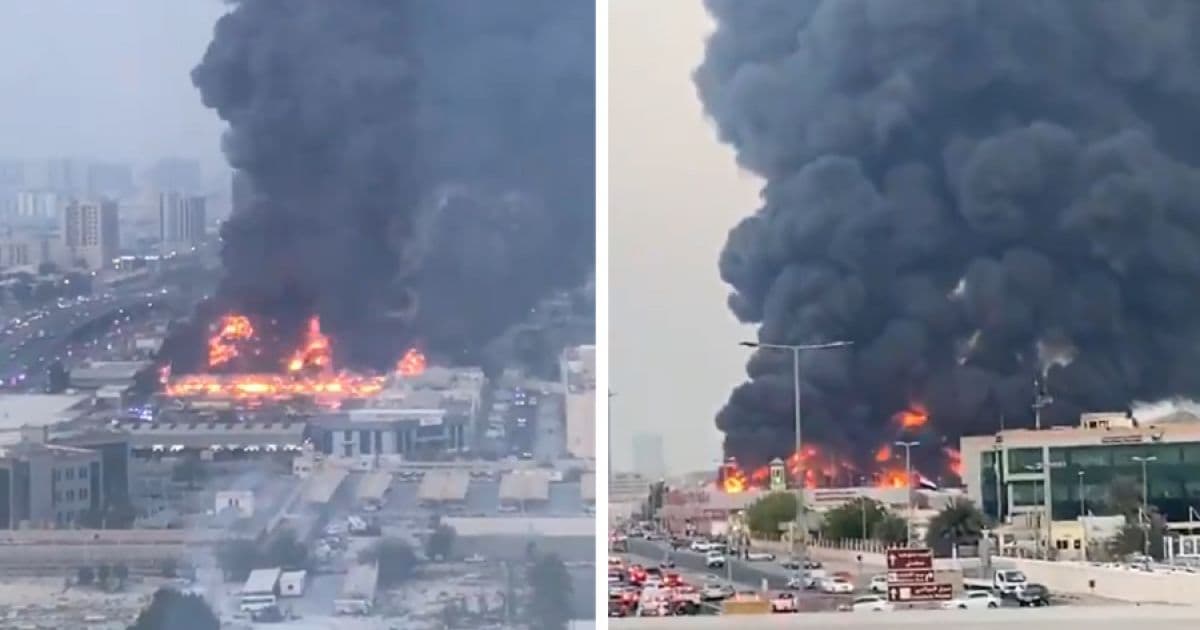 Incêndio atinge mercado em Ajmã, nos Emirados Árabes; veja vídeo 