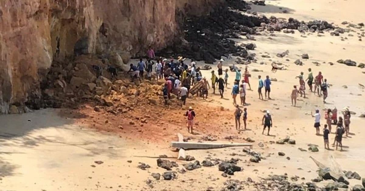 Parte de falésia desaba e mata 3 pessoas da mesma família na Praia de Pipa