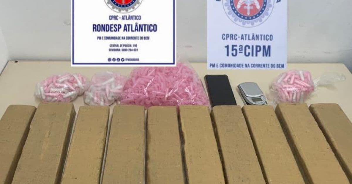 Polícia Militar prende suspeito de tráfico com 10 tabletes de maconha em Itapuã