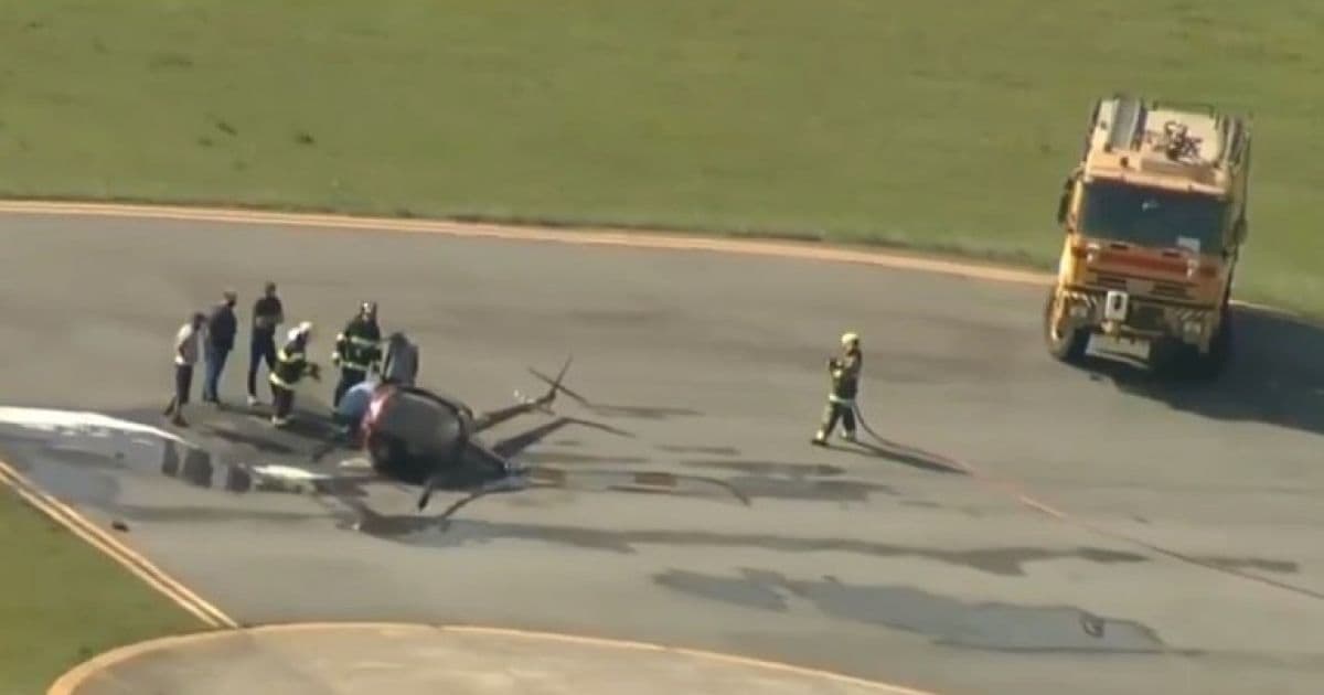 Helicóptero cai em aeroporto do Campo de Marte, zona norte de SP