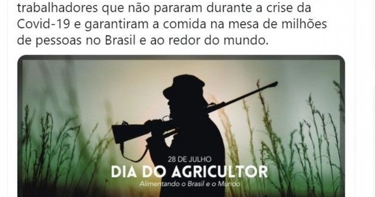 Governo Bolsonaro apaga foto de homem armado usada para parabenizar o Dia do Agricultor