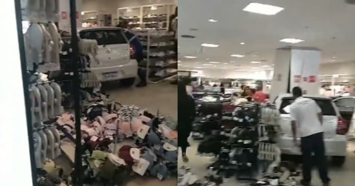 VÍDEO: Motorista perde o controle de veículo e invade loja no Shopping Barra