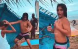 Marcelinho mete dança na praia