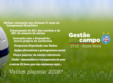 Gestão em Campo: Bahia promove encontro com torcedores para discutir 2019