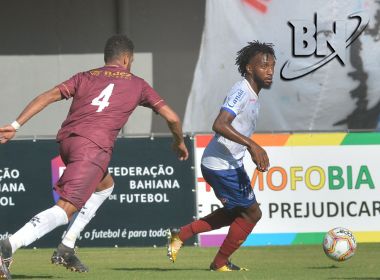 Gustavo lamenta empate sofrido pelo Bahia no final do jogo contra o Jacuipense