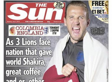 Jornal inglês ofende colombianos com trocadilho na capa antes de decisão