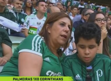 MÃ£e narra jogo entre Palmeiras e Corinthians para filho deficiente visual; veja vÃ­deo