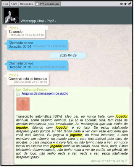 Troca de mensagens entre Popó e filho