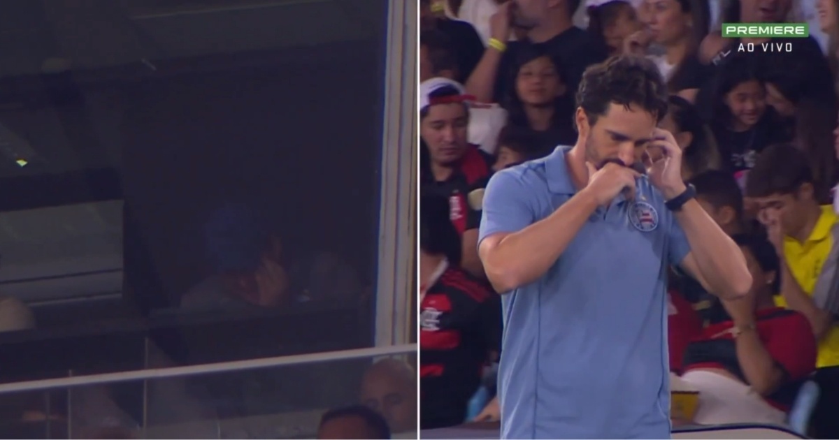 Câmeras registram possível comunicação entre Rogério Ceni, suspenso, e Charles Hembert durante Flamengo x Bahia no Maracanã