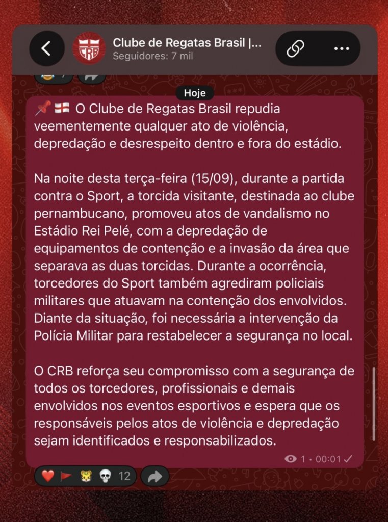 Fim de CRB x Sport: polícia usa balas de borracha e gás lacrimogêneo 3 Imagem do pós-jogo entre CRB e Sport