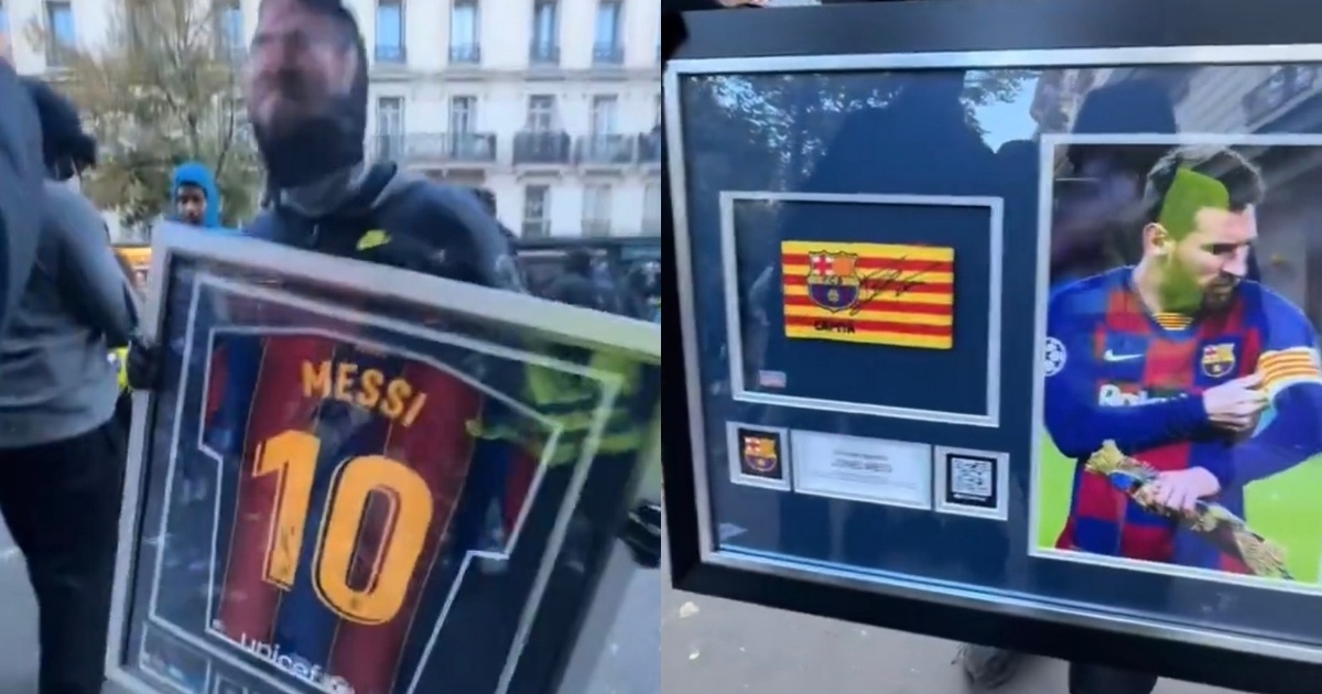 Objetos ligados a Messi aparecem nas mãos de encapuzados durante protestos em Paris; assista