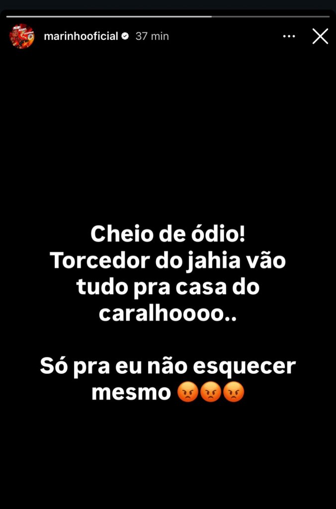 Marinho em reação à torcida