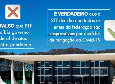 STF rebate Bolsonaro e afirma que não proibiu governo federal de atuar contra pandemia