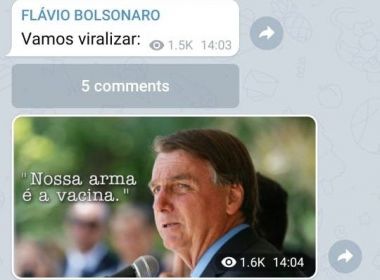 Flávio Bolsonaro pede que seguidores compartilhem mensagem: 'Nossa arma é a vacina'