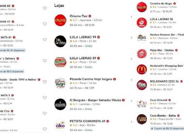 iFood tem nomes de restaurantes trocados por frases pró-Bolsonaro e ataques políticos