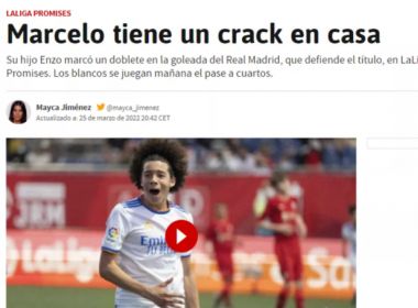 Filho de Marcelo faz 2 gols pelo sub-12 do Real é é destaque na imprensa