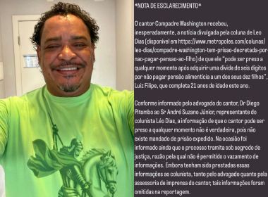 Compadre Washington diz que não existe mandado de prisão: 'Processo tramita'