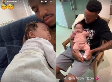 Éder Militão posa com a filha de dois meses pela primeira vez