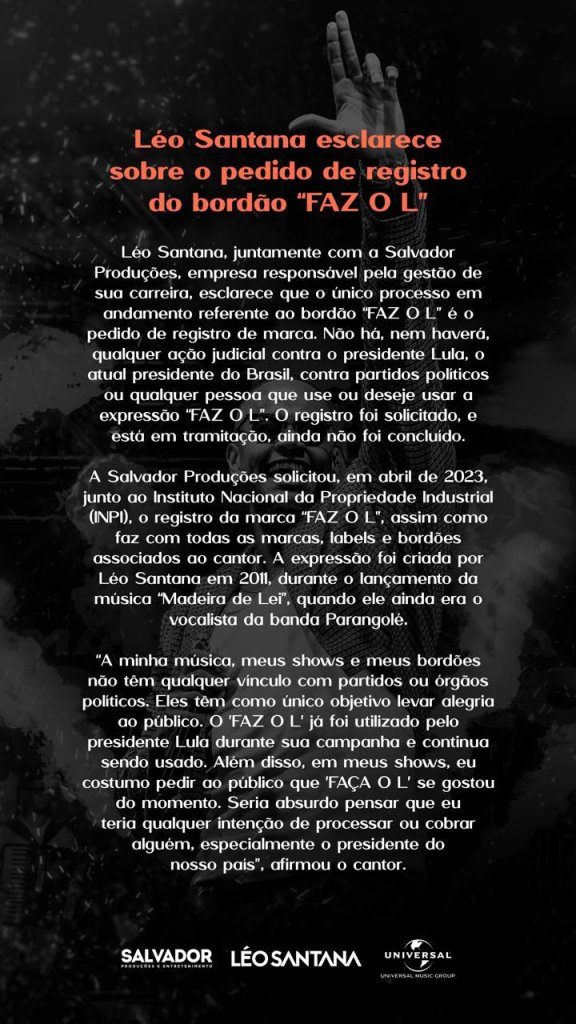Léo Santana esclarece pedido de registro do bordão ‘FAZ O L’ 1 WhatsApp%20Image%202024 09 09%20at%205.09.09%20PM.