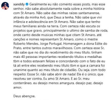 Xanddy rebate críticas após receber título de cidadão santo-amarense: "Não sabe absolutamente nada da minha história" 3 Xanddy Harmonia