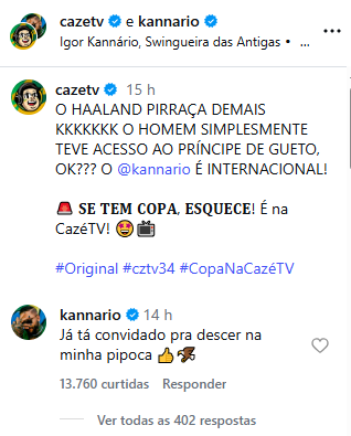 Igor Kannário convida Haaland para Carnaval de Salvador após algoz do Brasil compartilhar música no Instagram 3 Kannário e Haaland