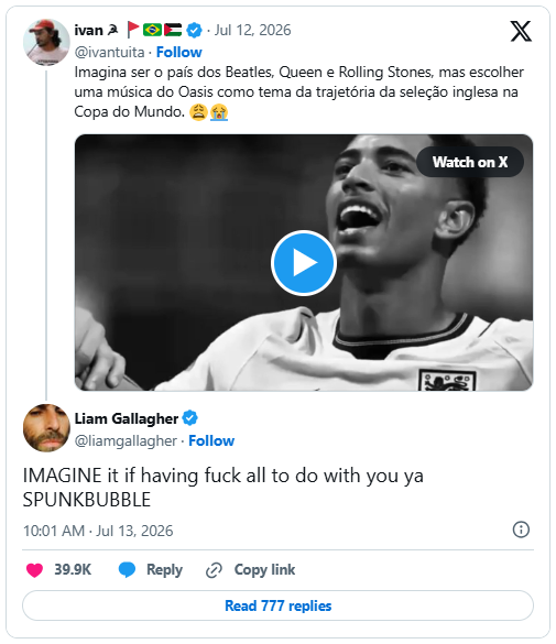 Liam Gallagher x torcedor brasileiro