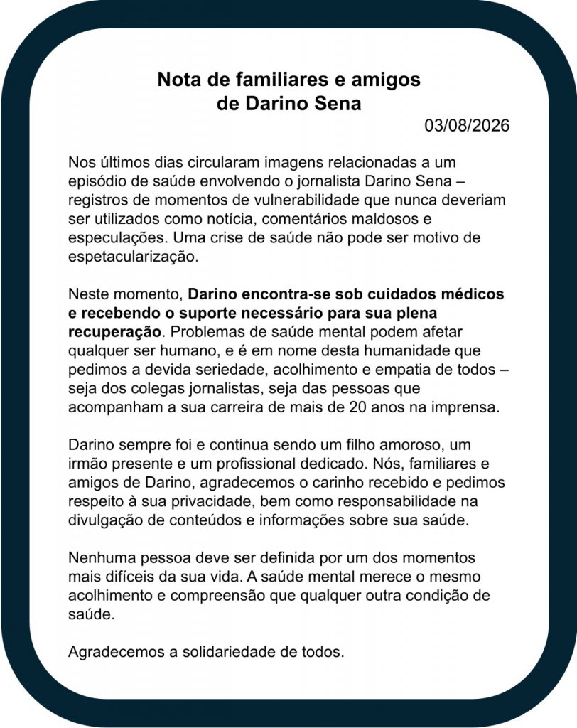 Família de Darino Sena busca respeito à privacidade após episódio de saúde do jornalista no Centro Histórico de Salvador 3 Darino Sena