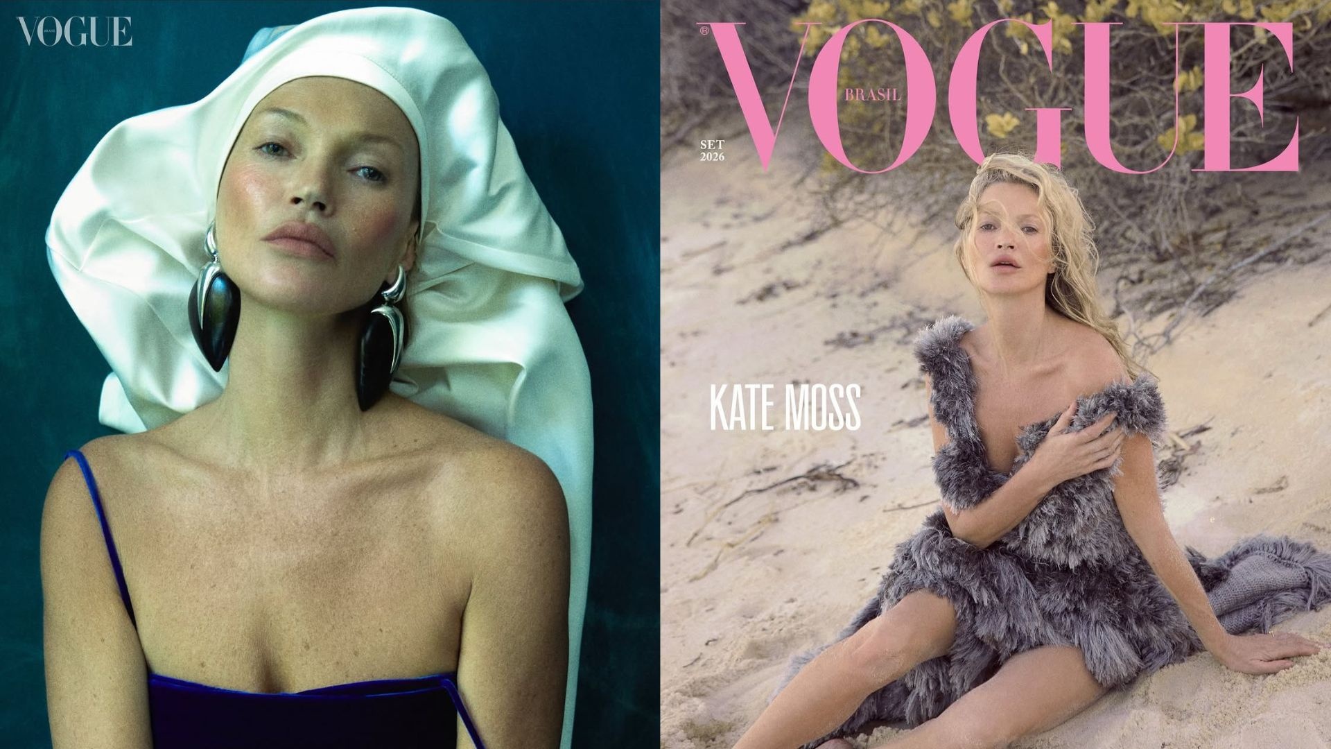 Supermodelo Kate Moss estrela capa de setembro da Vogue Brasil feita em Trancoso