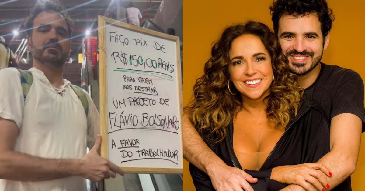 Filho de Daniela Mercury oferece pix para quem apresentar proposta de Flávio Bolsonaro a favor do trabalhador