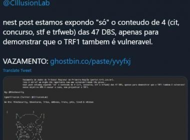 TRF-1 é alvo de ataque hacker e site fica fora do ar; invasão afeta Justiça Federal na Bahia